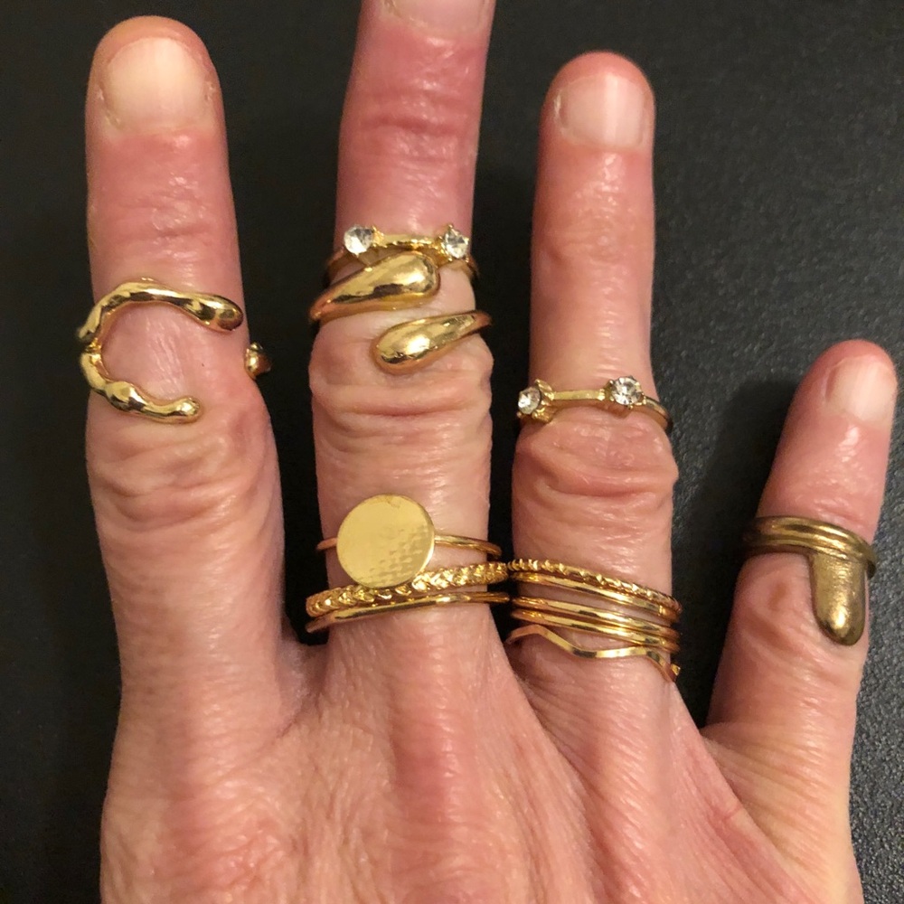 Gold Tone Stackable Women's Ring Set - Elegant Layering Bands